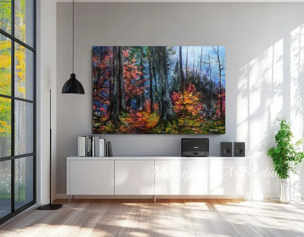Enchanted Dark Forest — original impressionist oil painting by Volodymyr Myriyevskyy, 24'' × 16'' (60 cm × 40 cm) — photo 3