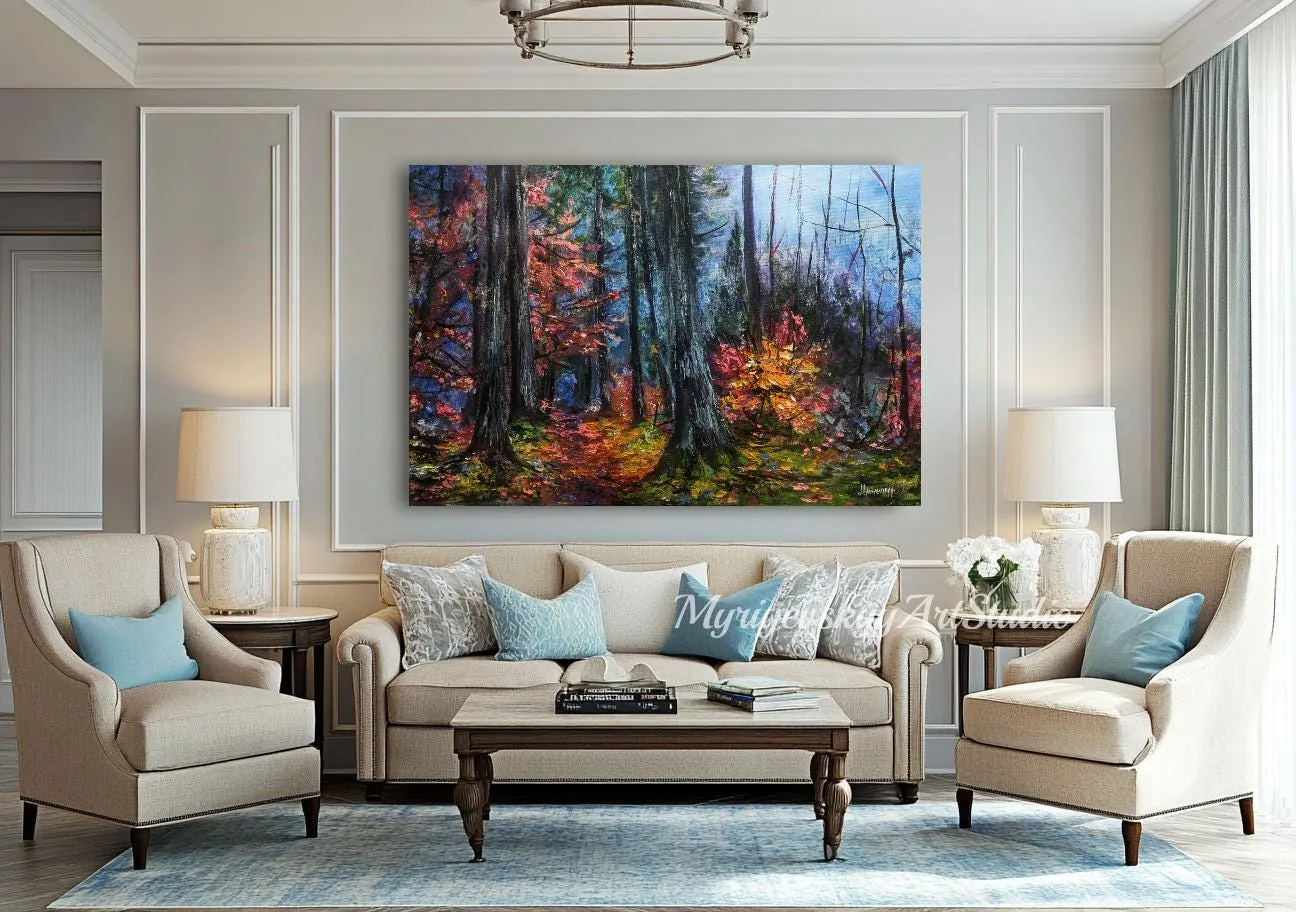 Enchanted Dark Forest — original impressionist oil painting by Volodymyr Myriyevskyy, 24'' × 16'' (60 cm × 40 cm) — photo 4