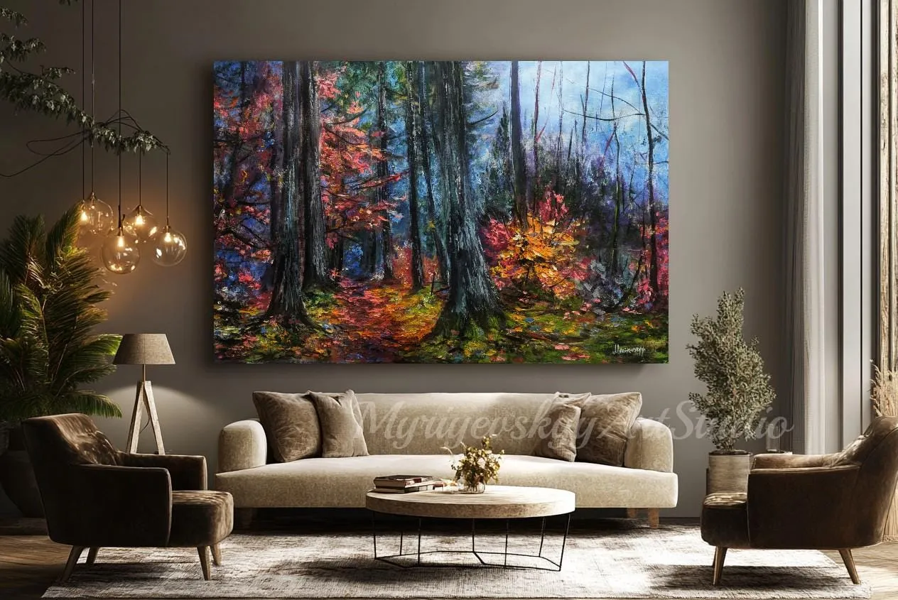 Enchanted Dark Forest — original impressionist oil painting by Volodymyr Myriyevskyy, 24'' × 16'' (60 cm × 40 cm) — photo 5