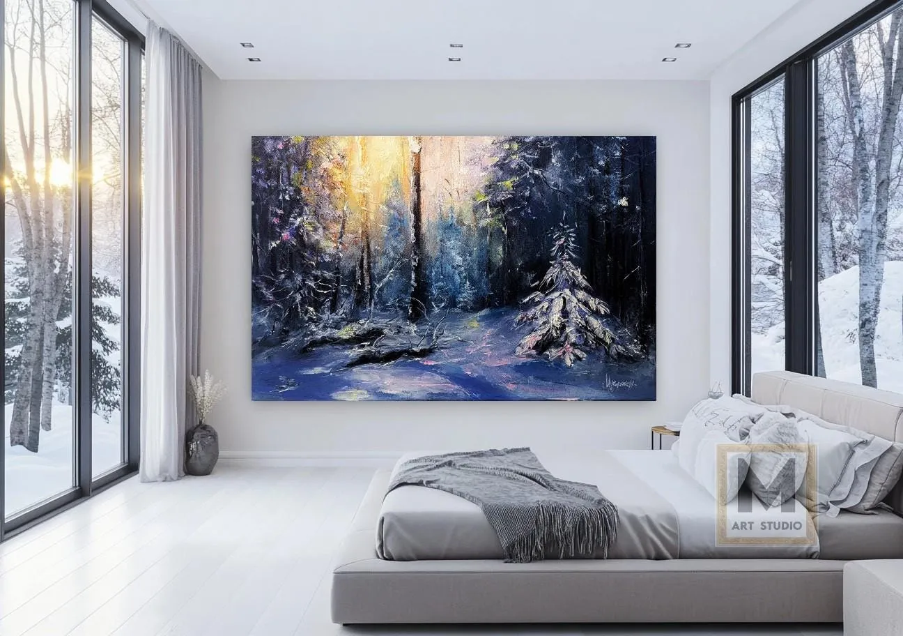 Winter forest — original impressionist oil painting by Volodymyr Myriyevskyy, 24" х 16" ( 60 cm x 40 cm ) — photo 2