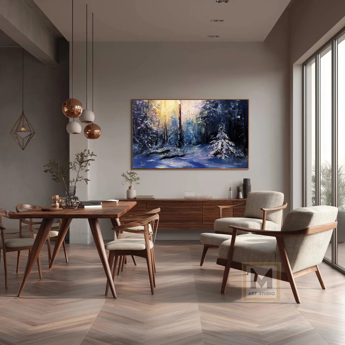 Winter forest — original impressionist oil painting by Volodymyr Myriyevskyy, 24" х 16" ( 60 cm x 40 cm ) — photo 6
