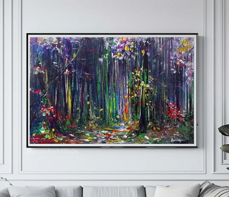Mystical forest — original impressionist oil painting by Volodymyr Myriyevskyy, 16'' x 24'' (40 x 60 cm) — photo 2