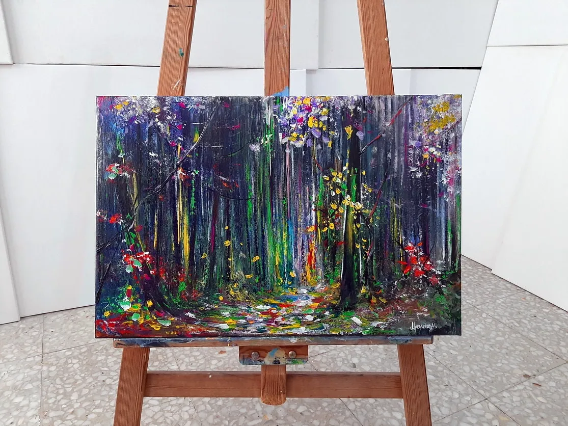 Mystical forest — original impressionist oil painting by Volodymyr Myriyevskyy, 16'' x 24'' (40 x 60 cm) — photo 3