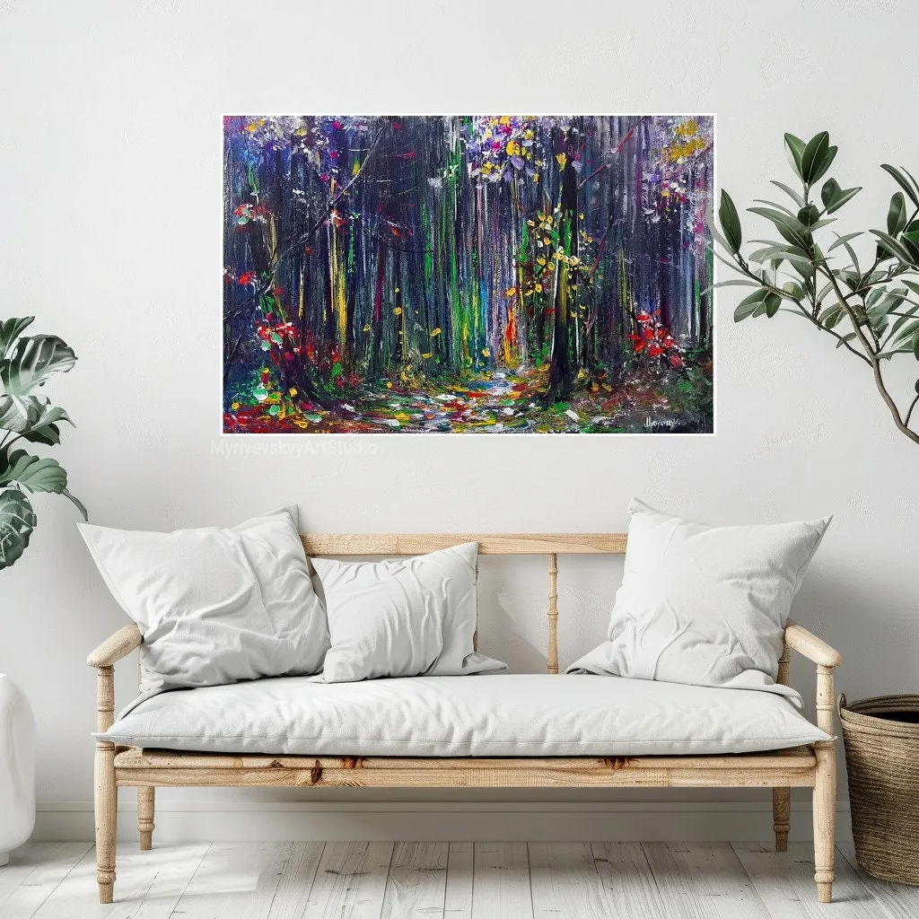 Mystical forest — original impressionist oil painting by Volodymyr Myriyevskyy, 16'' x 24'' (40 x 60 cm) — photo 4