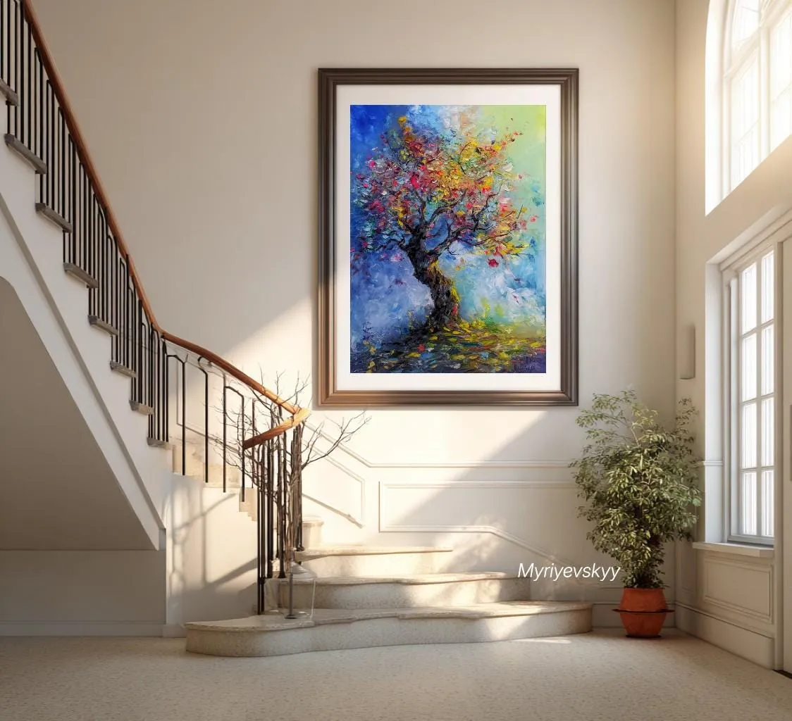 Tree in Light — original impressionist oil painting by Volodymyr Myriyevskyy, 20'' x 28'' (50 x 70 cm), vertical orientation — photo 5