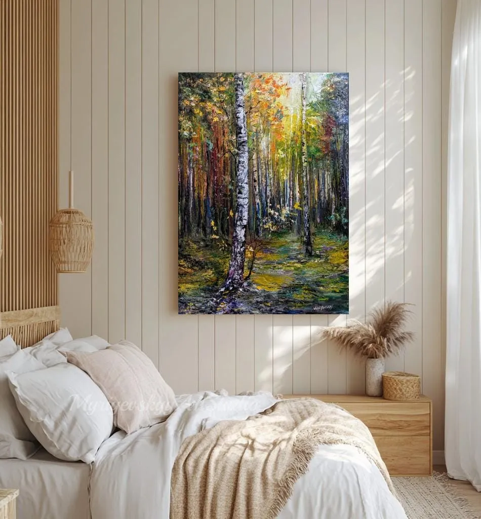 Birch Forest — original impressionist oil painting by Volodymyr Myriyevskyy, 20''x 28'' (50x70cm) — photo 6