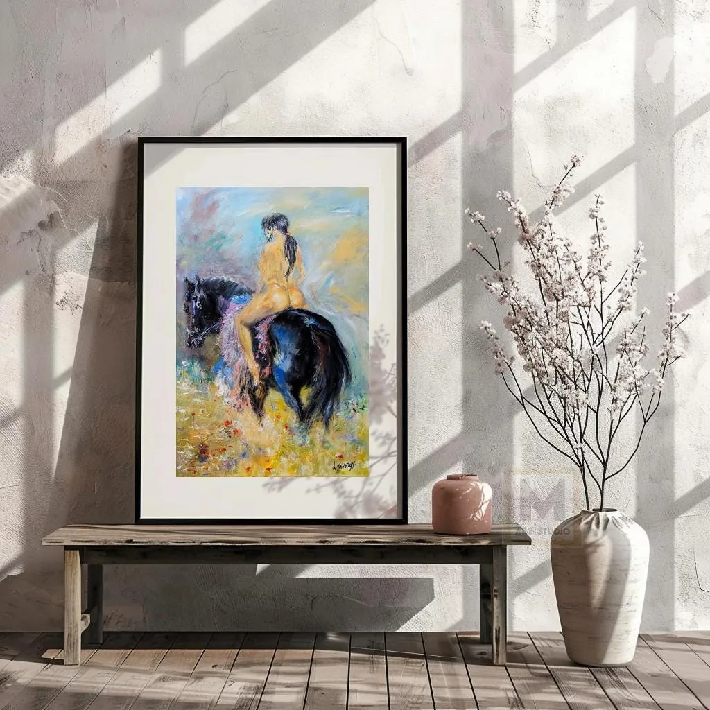 Nude Woman on Horseback — original impressionist oil painting by Volodymyr Myriyevskyy, 16'' x 24'' (40 x 60 cm), vertical orientation — photo 2