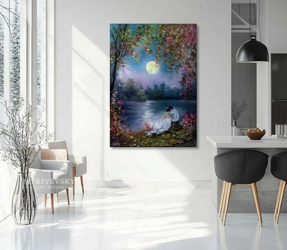 Enchanted Encounter — original impressionist oil painting by Volodymyr Myriyevskyy, 20" x 28" (50 cm x 70 cm) — photo 2