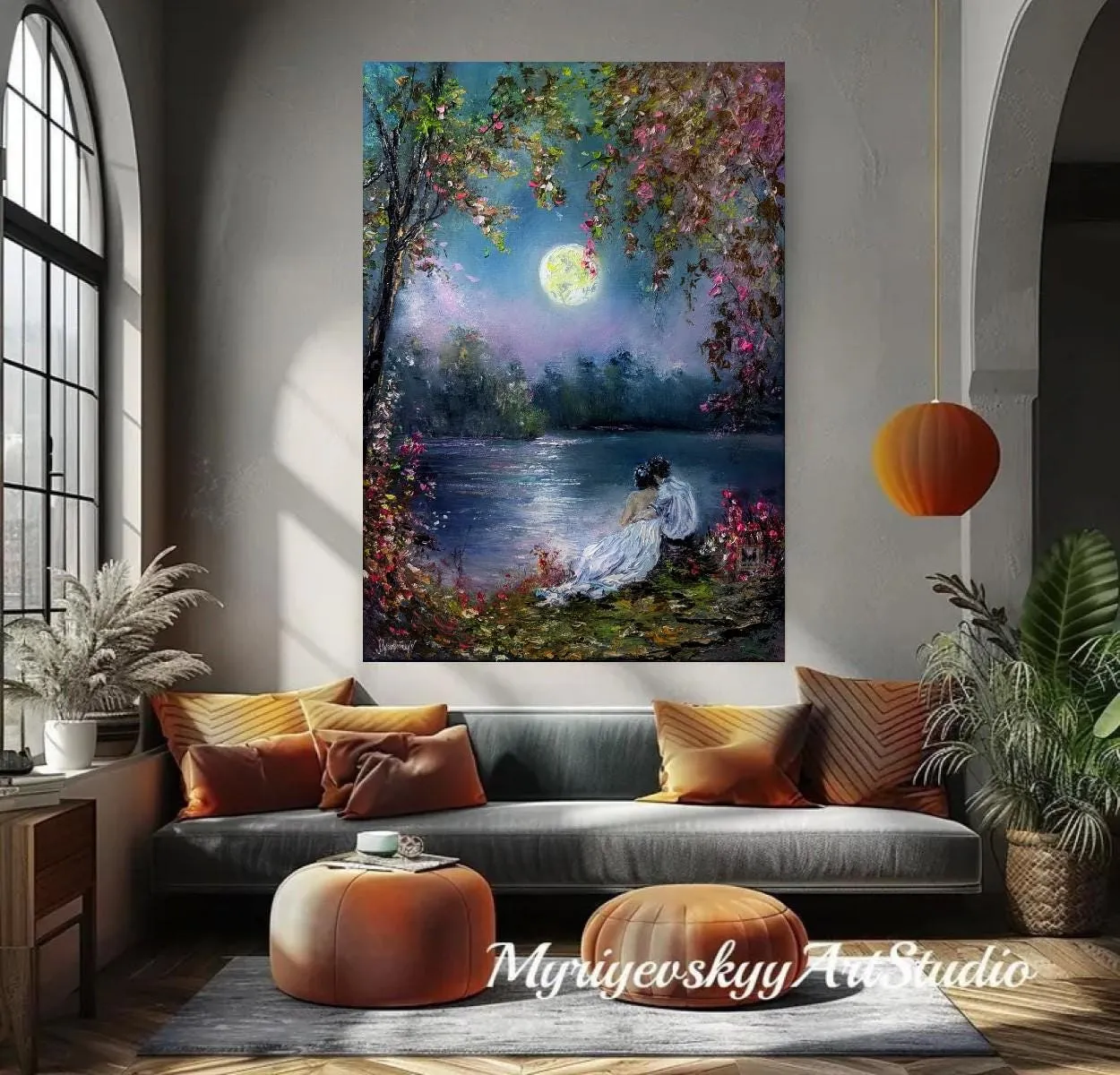 Enchanted Encounter — original impressionist oil painting by Volodymyr Myriyevskyy, 20" x 28" (50 cm x 70 cm) — photo 5