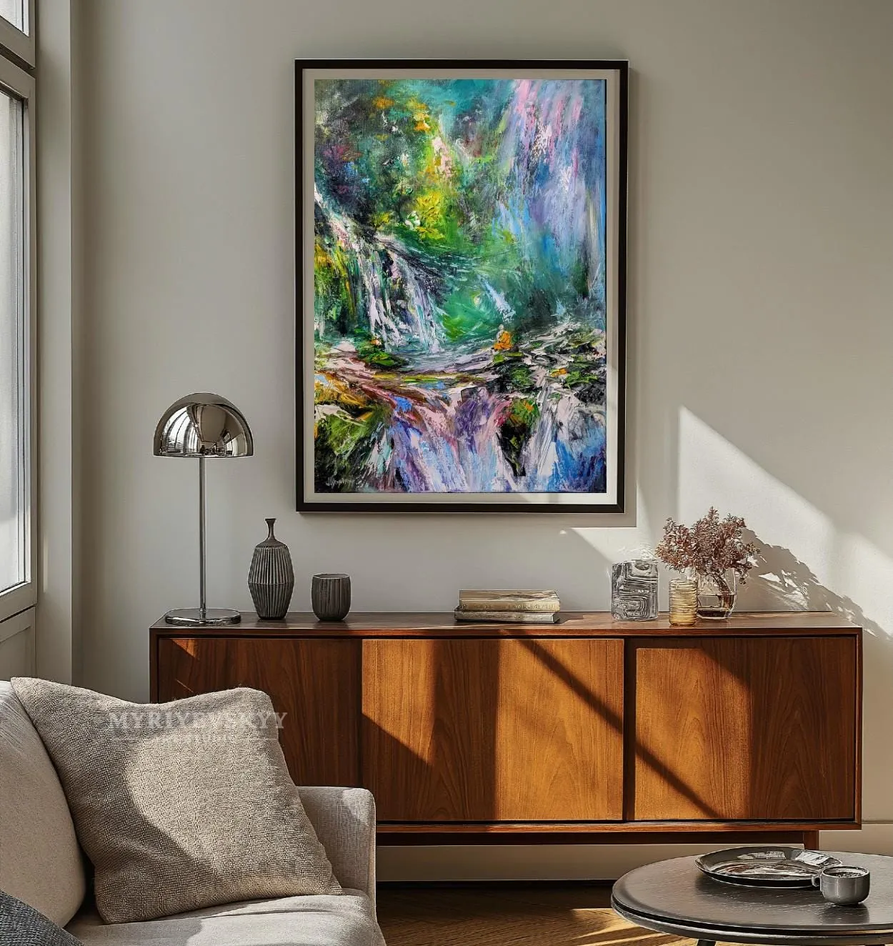 Meditation by the Waterfall Light — original impressionist oil painting by Volodymyr Myriyevskyy, 20''x 28'' ( 50 x 70cm ) Orientation: Vertical — photo 6