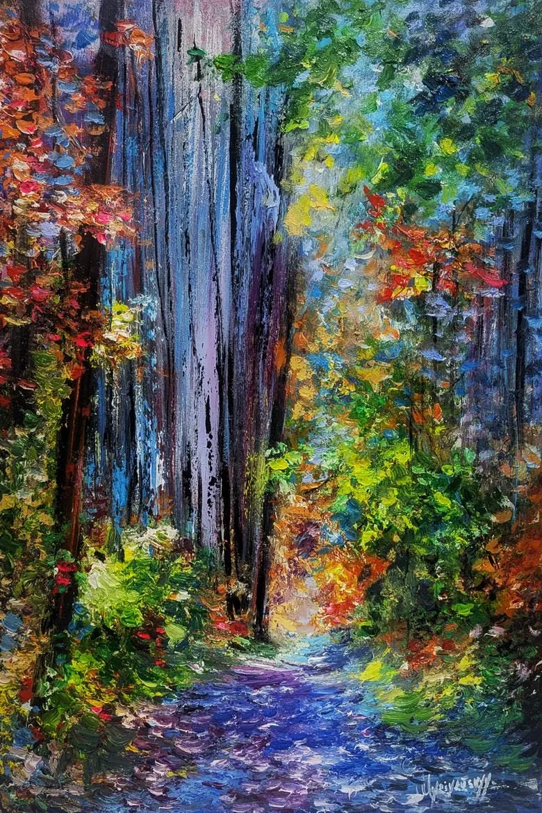 One day in a magical forest — original impressionist oil painting by Volodymyr Myriyevskyy, 16'' x 24'' / 60x40cm