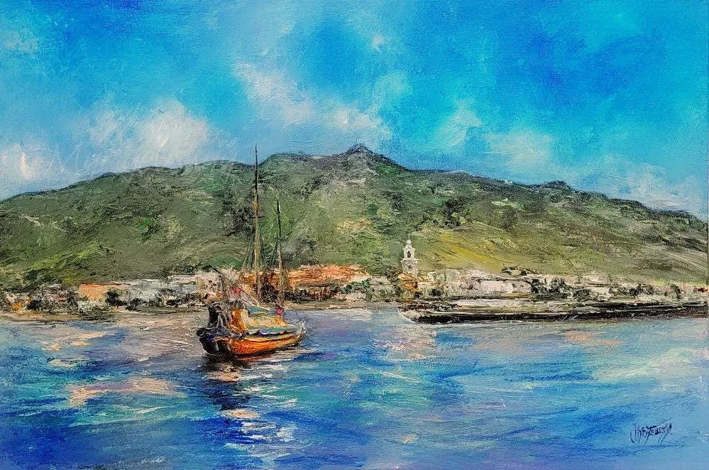 Summer Memory — original impressionist oil painting by Volodymyr Myriyevskyy, 36"x 24" / 90 x 60cm, horizontal orientation