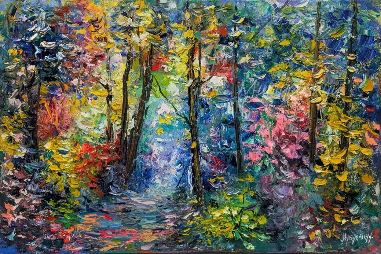 Forest of dreams — original impressionist oil painting by Volodymyr Myriyevskyy, 24'' x 16'' (40cm x 60cm)