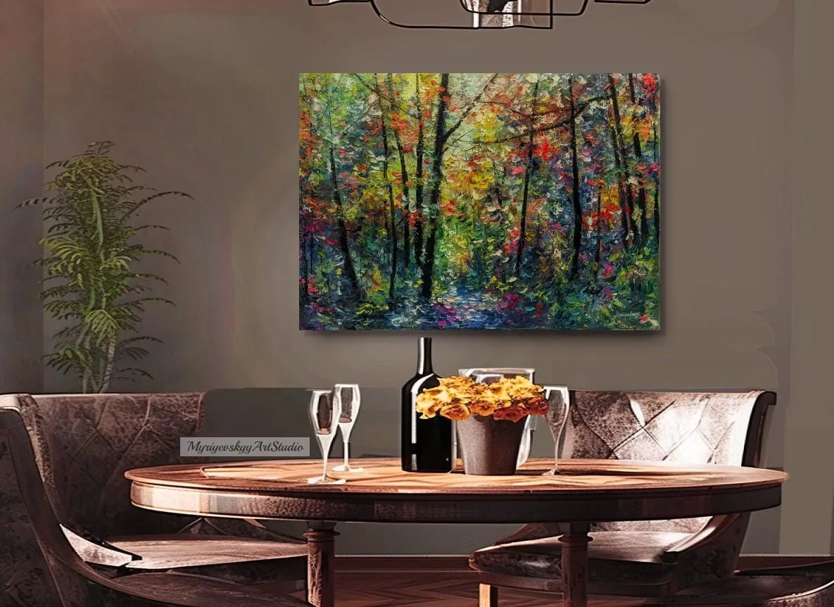 Sunny Forest Path — original impressionist oil painting by Volodymyr Myriyevskyy, 28''x20'' / 50x70cm — photo 2
