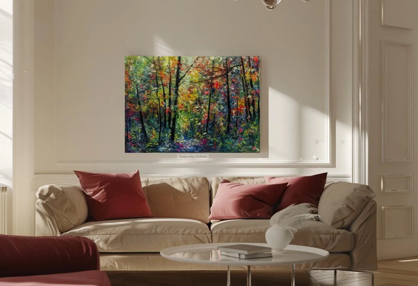 Sunny Forest Path — original impressionist oil painting by Volodymyr Myriyevskyy, 28''x20'' / 50x70cm — photo 5
