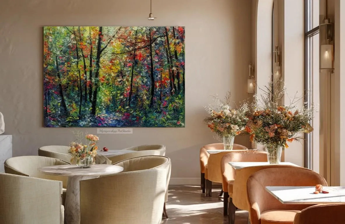Sunny Forest Path — original impressionist oil painting by Volodymyr Myriyevskyy, 28''x20'' / 50x70cm — photo 6