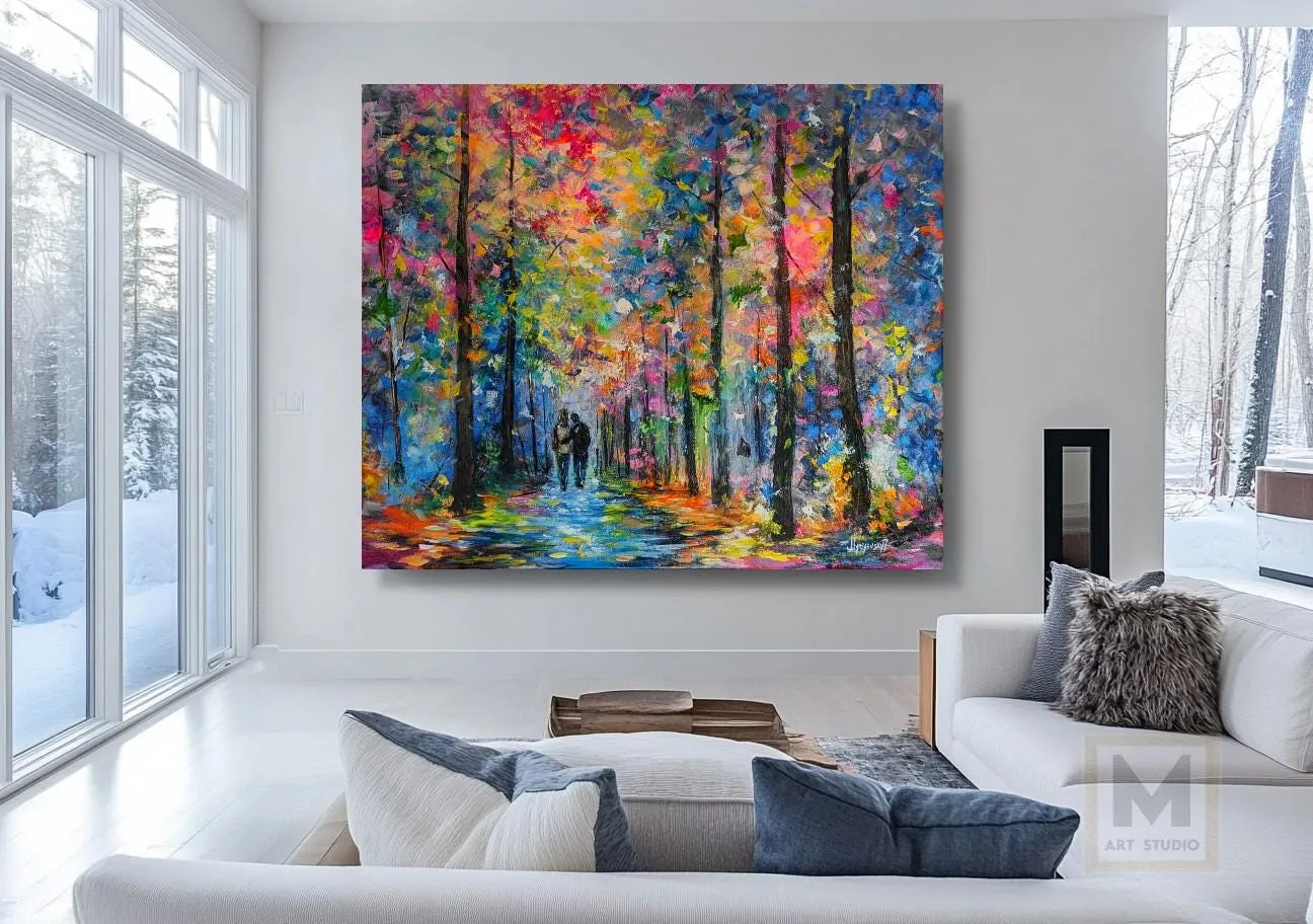 Romantic stroll — original impressionist oil painting by Volodymyr Myriyevskyy, 24'' x 20'' (50cm x 60cm) — photo 5