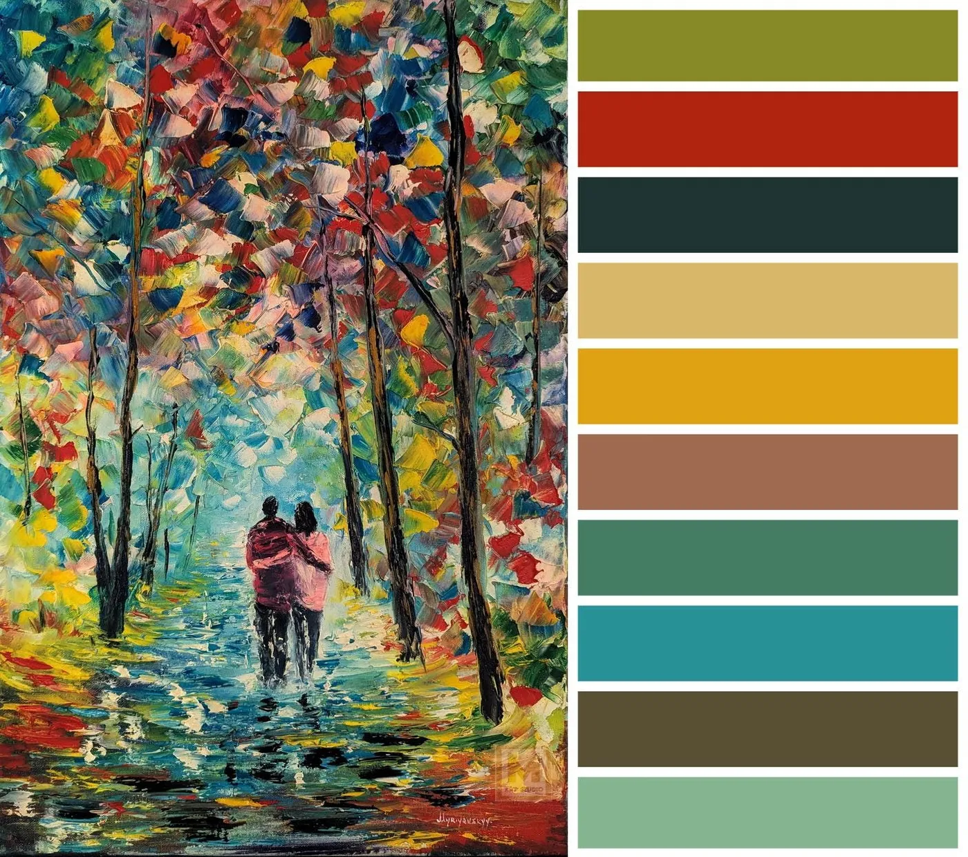 The Walk — original impressionist oil painting by Volodymyr Myriyevskyy, 16''x 24'' ( 40cm x 60cm ) — photo 3