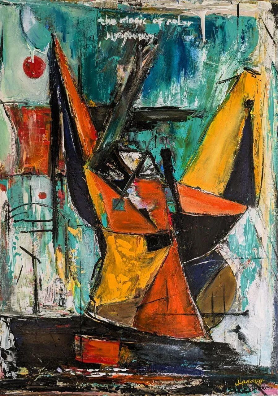 Opinion and Ghost — original impressionist oil painting by Volodymyr Myriyevskyy, 20''x28'' (70cm x 50cm)
