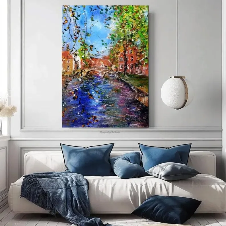 Old Bridge in Bruges — original impressionist oil painting by Volodymyr Myriyevskyy, 20''x28'' / 70x50cm — photo 3