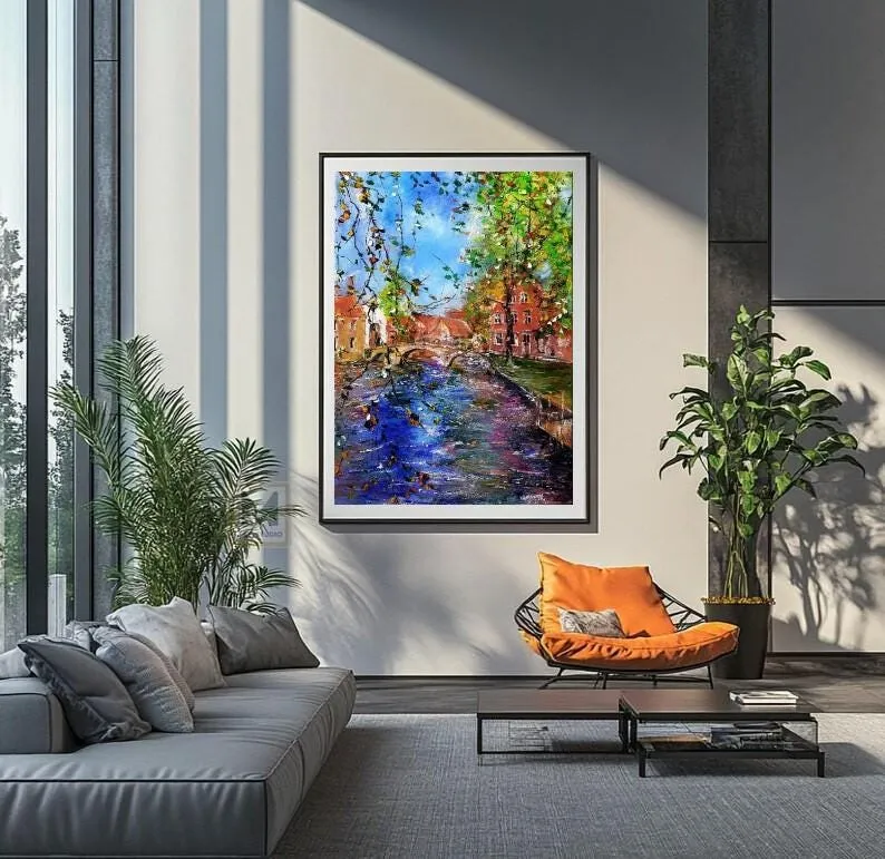 Old Bridge in Bruges — original impressionist oil painting by Volodymyr Myriyevskyy, 20''x28'' / 70x50cm — photo 5