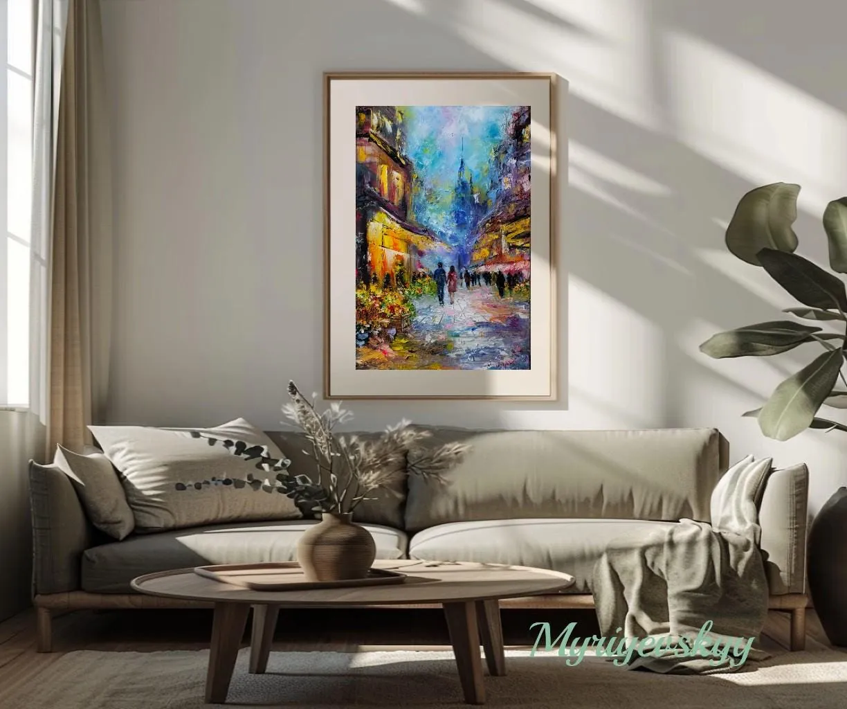 Couple on the Flower Street — original impressionist oil painting by Volodymyr Myriyevskyy, 16''x 24'' (60cm x 40cm) — photo 4
