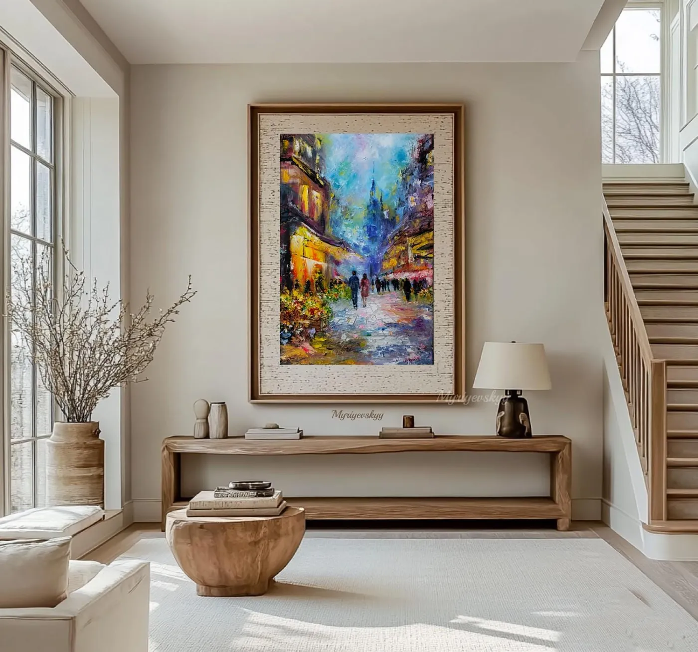 Couple on the Flower Street — original impressionist oil painting by Volodymyr Myriyevskyy, 16''x 24'' (60cm x 40cm) — photo 6