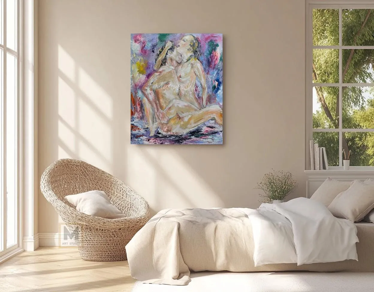 Couple in Love — original impressionist oil painting by Volodymyr Myriyevskyy, 20''x 24'' / 60cm x 50cm — photo 2