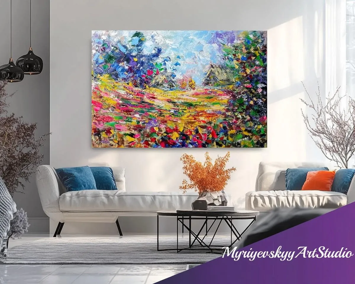 Field of flowers — original impressionist oil painting by Volodymyr Myriyevskyy, 24''x16'' / 40x60cm — photo 6