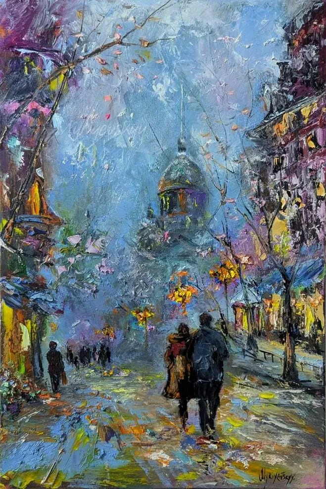 A Wonderful Walk — original impressionist oil painting by Volodymyr Myriyevskyy, 16''x 24'' / 40cmx60cm