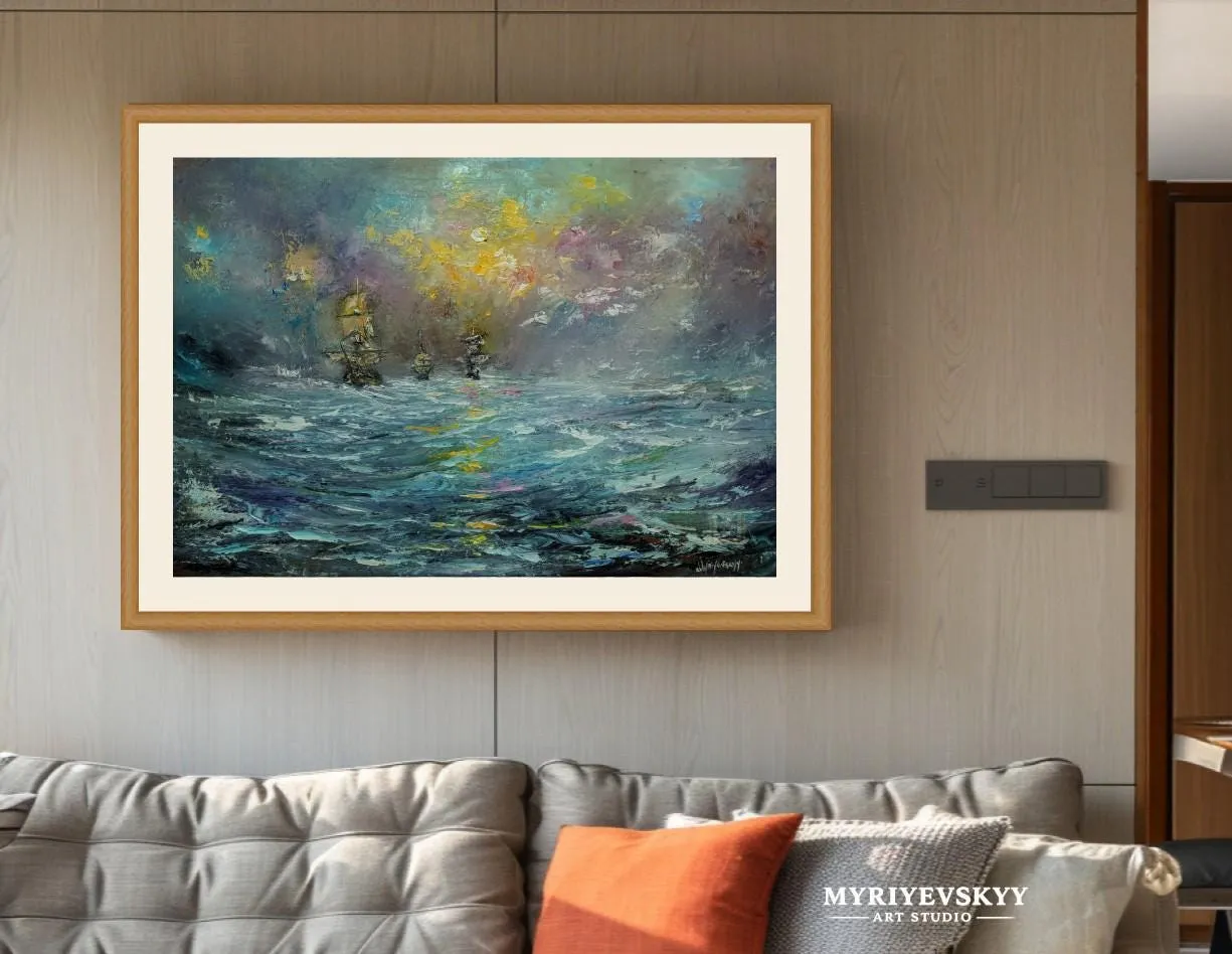Stormy Sea Oil Painting — original impressionist oil painting by Volodymyr Myriyevskyy, 28'' x 20''' (70cm x 50cm — photo 3