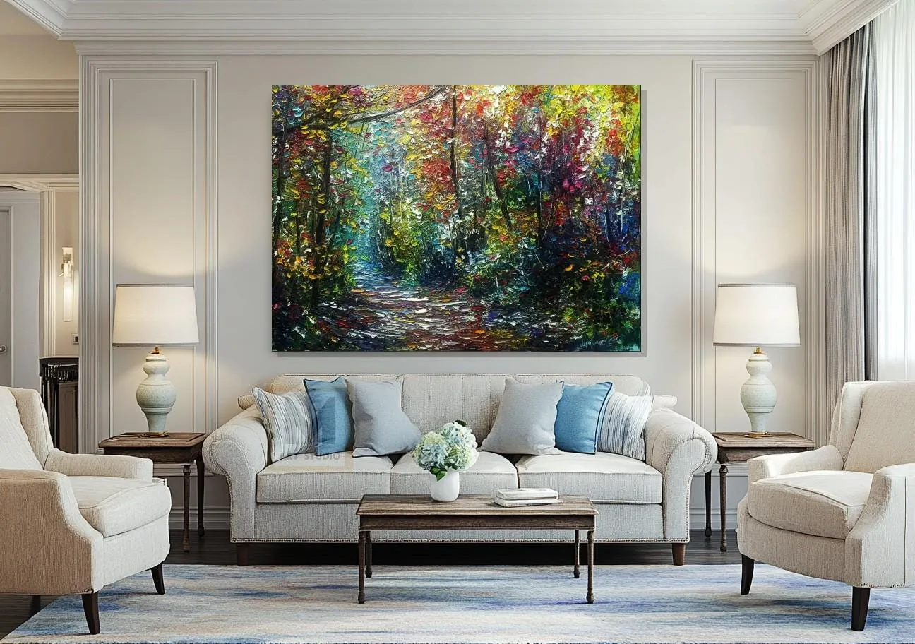 A walk of a thousand shades — original impressionist oil painting by Volodymyr Myriyevskyy, 28"х20" / 50x70cm — photo 2