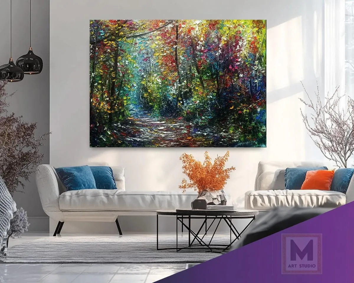 A walk of a thousand shades — original impressionist oil painting by Volodymyr Myriyevskyy, 28"х20" / 50x70cm — photo 4