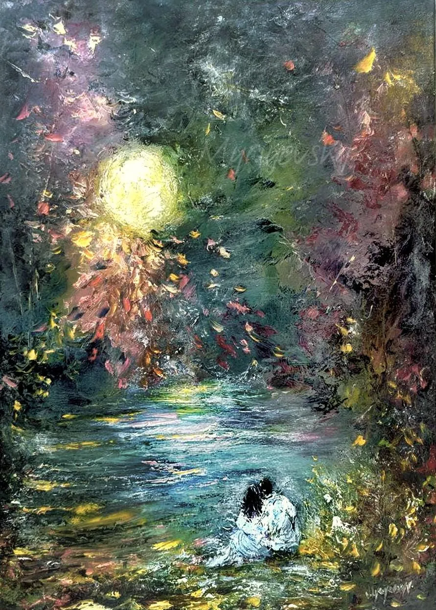 Magic of the Night — original impressionist oil painting by Volodymyr Myriyevskyy, 20''x28'' ( 70x50cm )