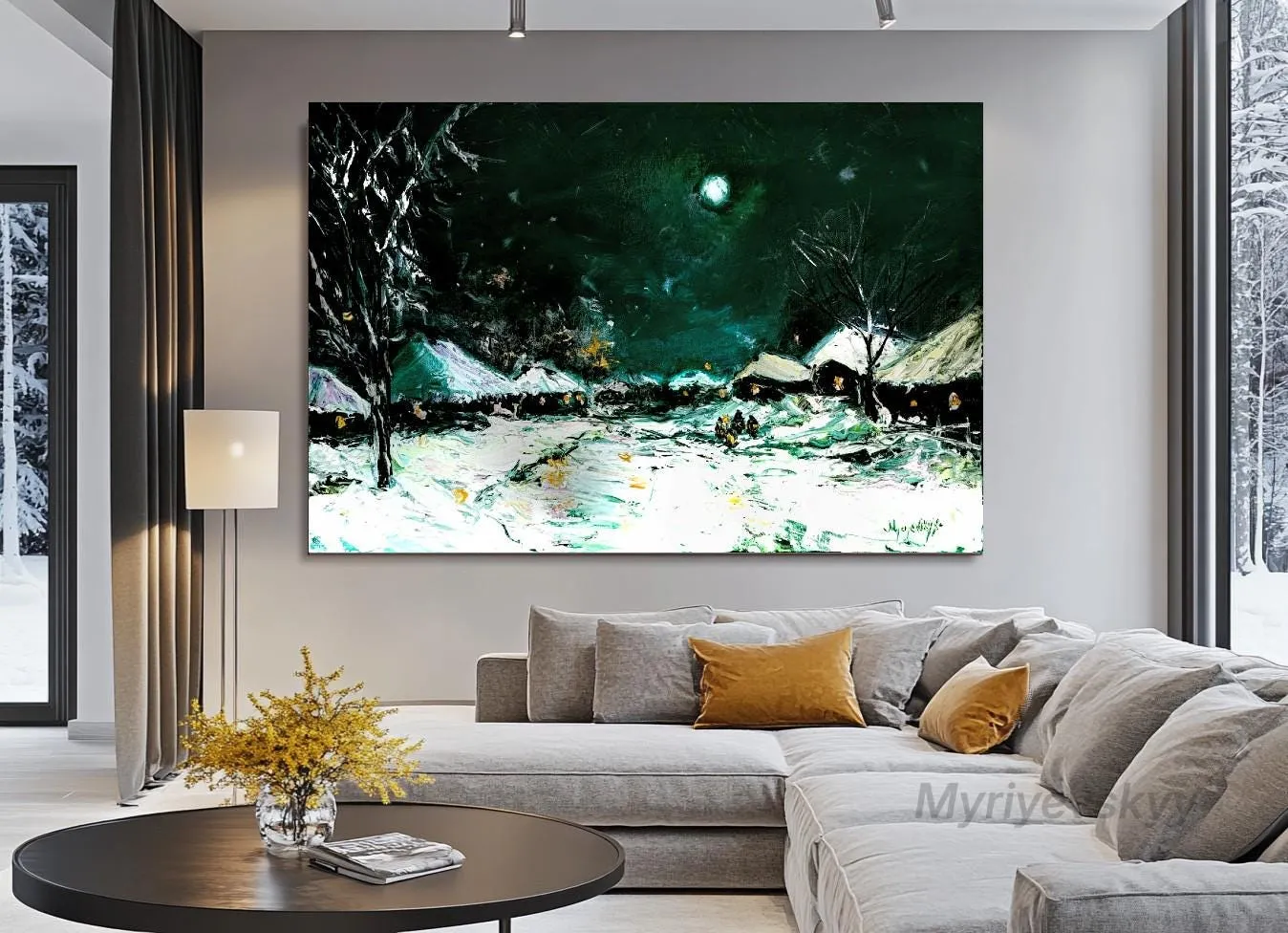 Midnight somewhere — original impressionist oil painting by Volodymyr Myriyevskyy, 24" х 16" / 40cm x 60cm — photo 4