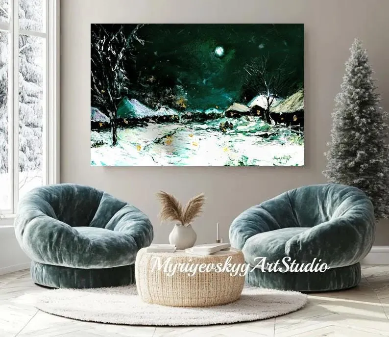 Midnight somewhere — original impressionist oil painting by Volodymyr Myriyevskyy, 24" х 16" / 40cm x 60cm — photo 5