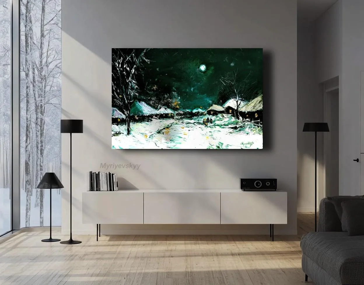 Midnight somewhere — original impressionist oil painting by Volodymyr Myriyevskyy, 24" х 16" / 40cm x 60cm — photo 6