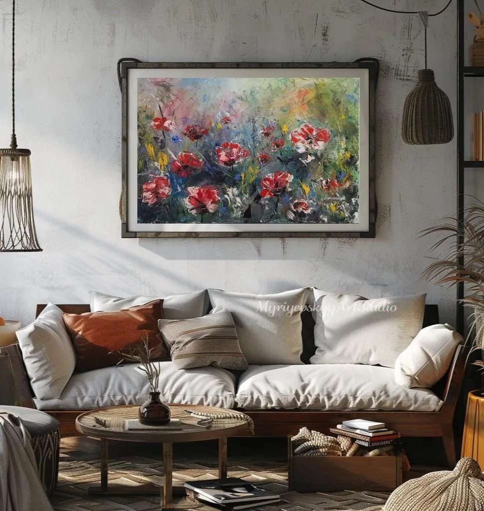 Red Poppies — original impressionist oil painting by Volodymyr Myriyevskyy, 24''x16'' (40x60cm) — photo 2