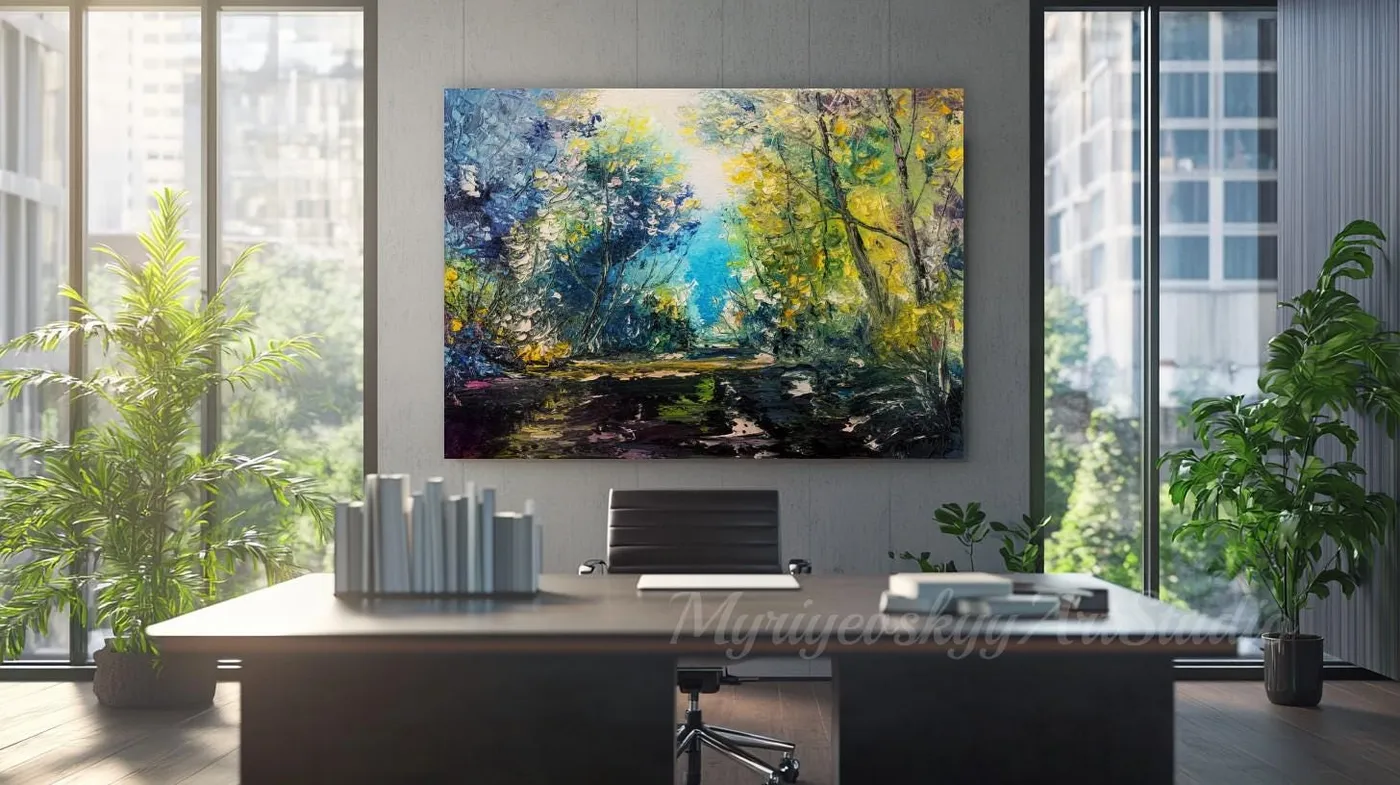 Forest Lake — original impressionist oil painting by Volodymyr Myriyevskyy, 28''x 20'' (70cm x 50cm) — photo 5