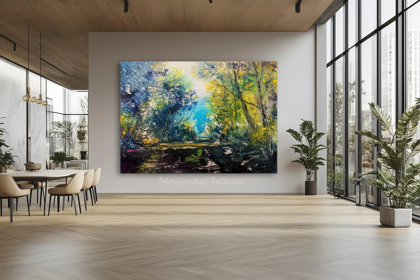 Forest Lake — original impressionist oil painting by Volodymyr Myriyevskyy, 28''x 20'' (70cm x 50cm) — photo 6