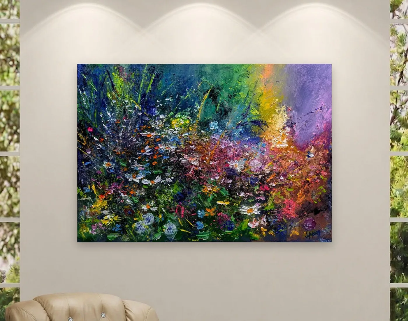 Fantasy of Wildflowers — original impressionist oil painting by Volodymyr Myriyevskyy, 28'' x 20'' (70cm x 50cm) — photo 2