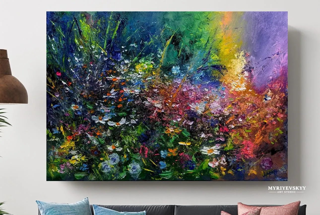 Fantasy of Wildflowers — original impressionist oil painting by Volodymyr Myriyevskyy, 28'' x 20'' (70cm x 50cm) — photo 5