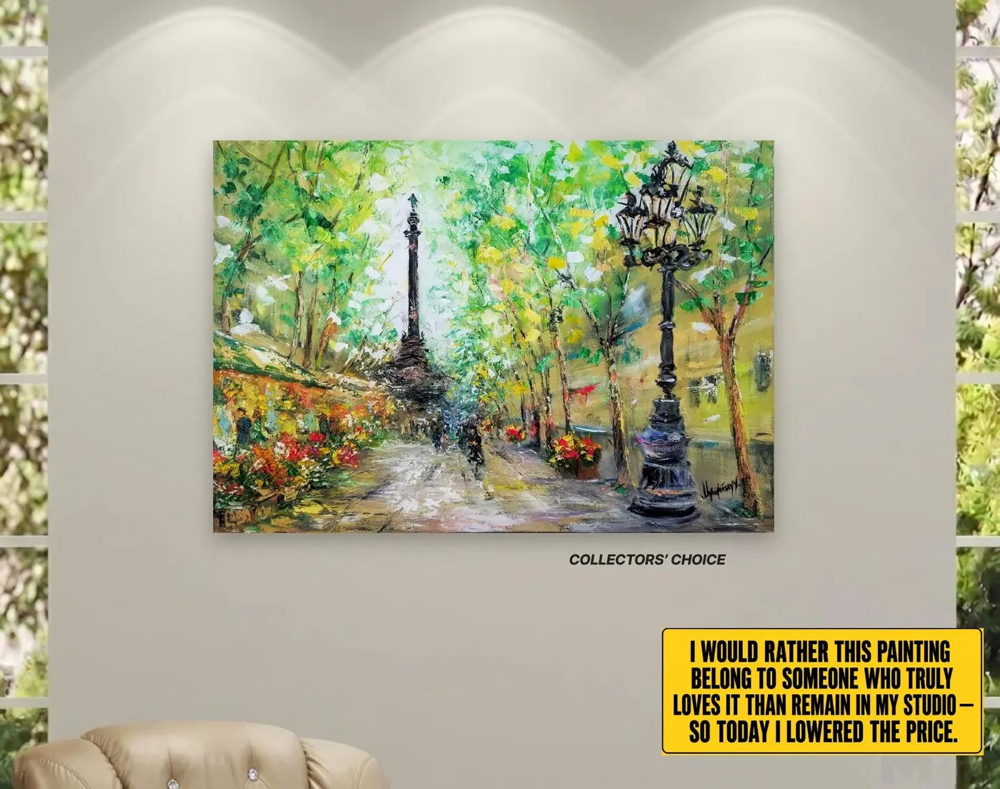 La Rambla (Barcelona) — original impressionist oil painting by Volodymyr Myriyevskyy, 28'' x 20'' ( 70cm x 50cm ) — photo 2
