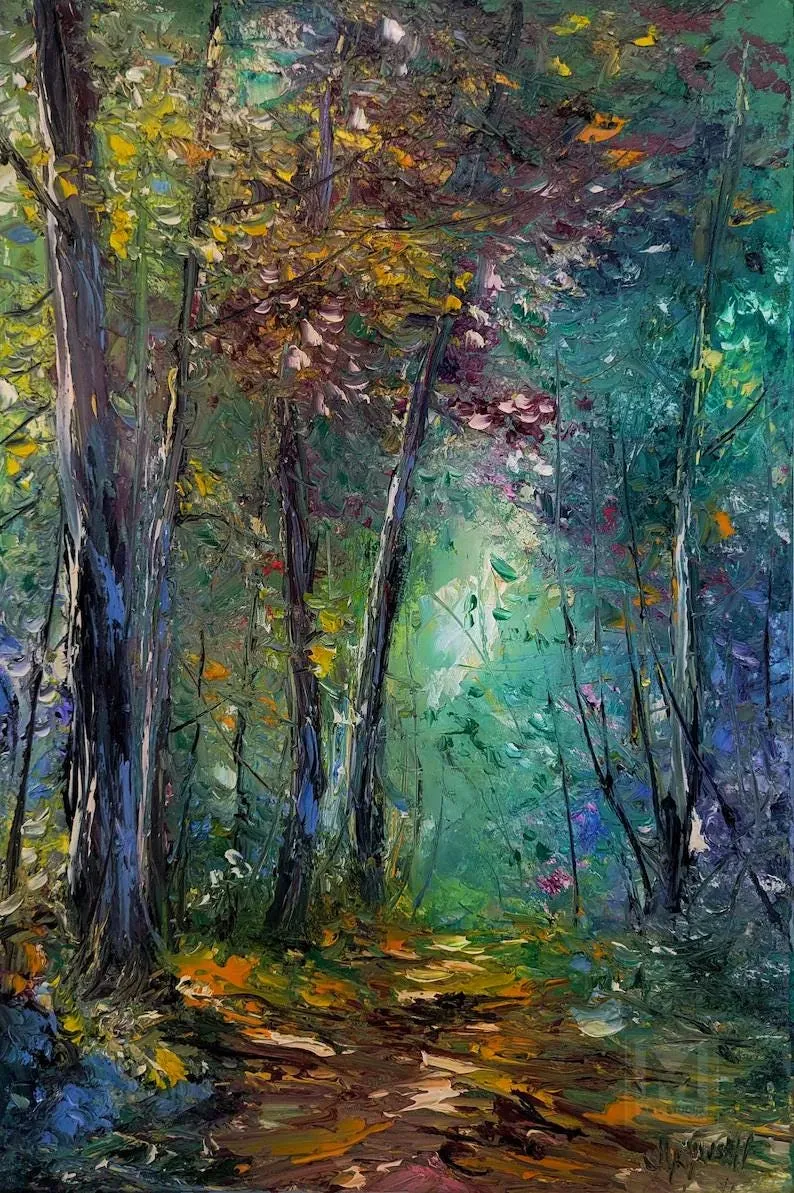 Forest Dream — original impressionist oil painting by Volodymyr Myriyevskyy, 16''x 24'' ( 40cmx60cm )