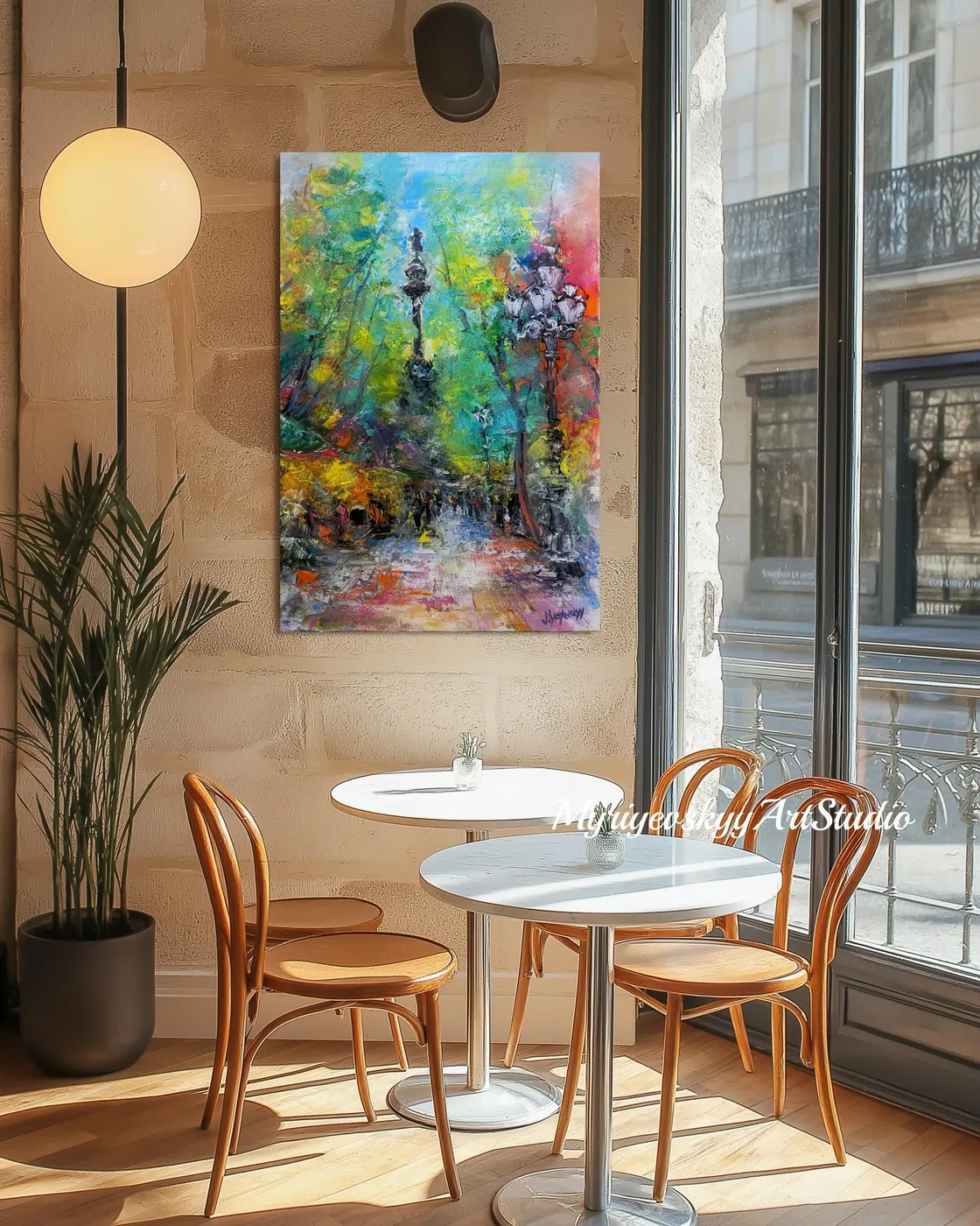 La Rambla (Barcelona) — original impressionist oil painting by Volodymyr Myriyevskyy, 16''x24'' / 60cm x 40cm — photo 4