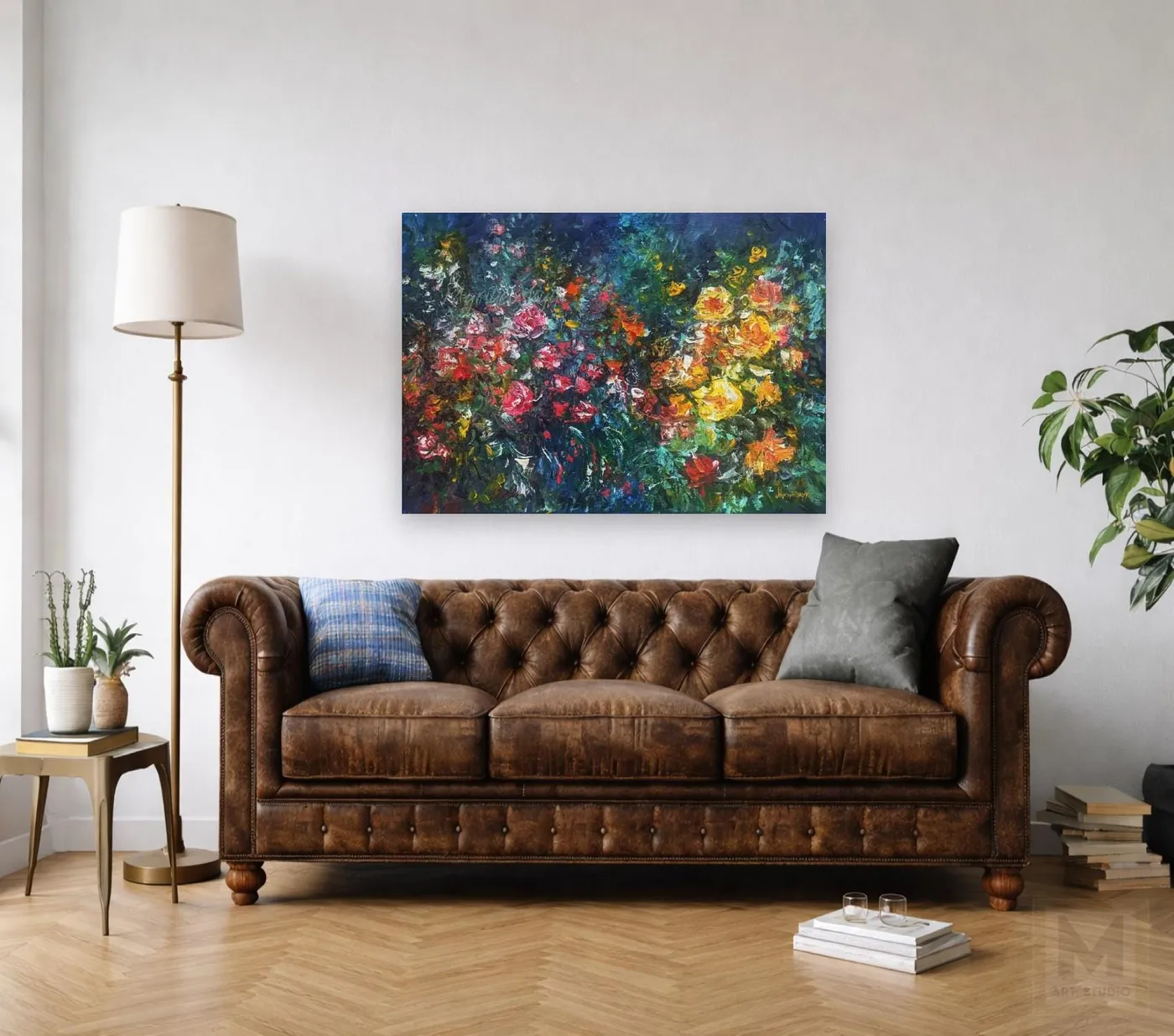 Garden Harmony — original impressionist oil painting by Volodymyr Myriyevskyy, 28'' x 20'' (70cm x 50cm) — photo 5