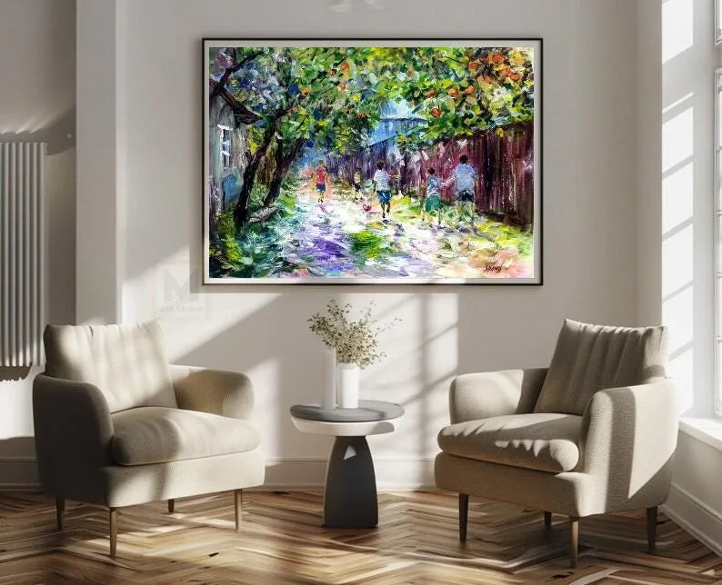 Childhood memories — original impressionist oil painting by Volodymyr Myriyevskyy, 28''x20'' / 50x70cm — photo 4