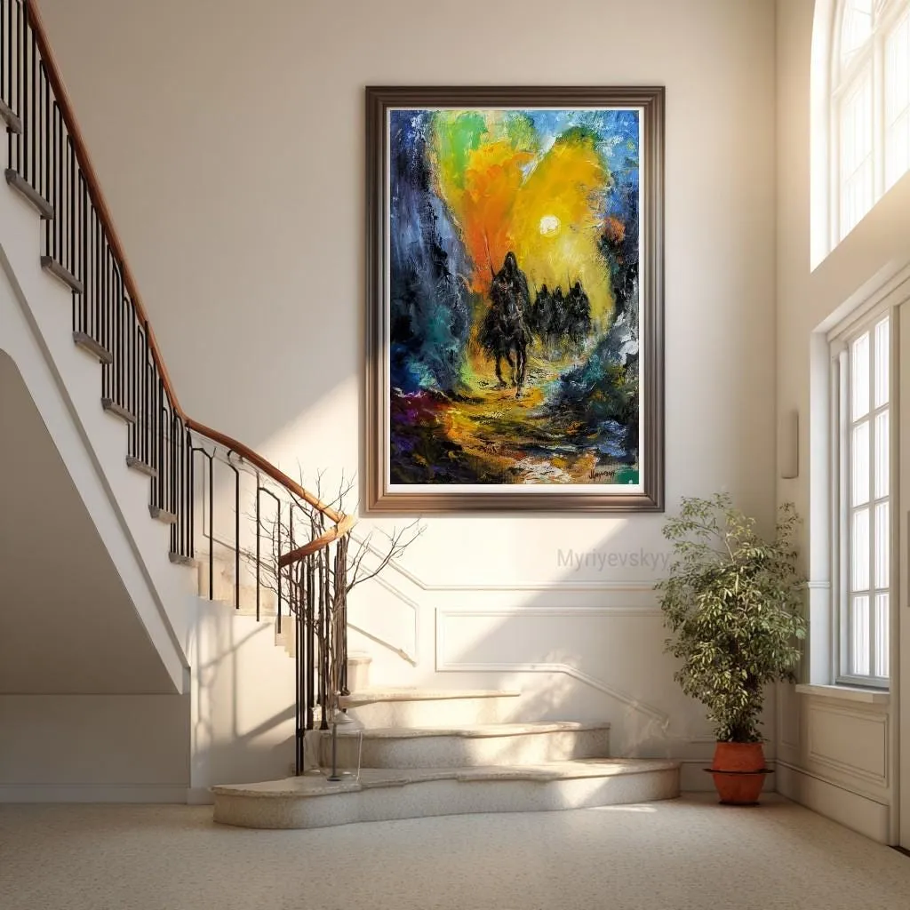 Four Horsemen of the Apocalypse — original impressionist oil painting by Volodymyr Myriyevskyy, 16'' x 24'' (40 x 60 cm), vertical orientation — photo 2
