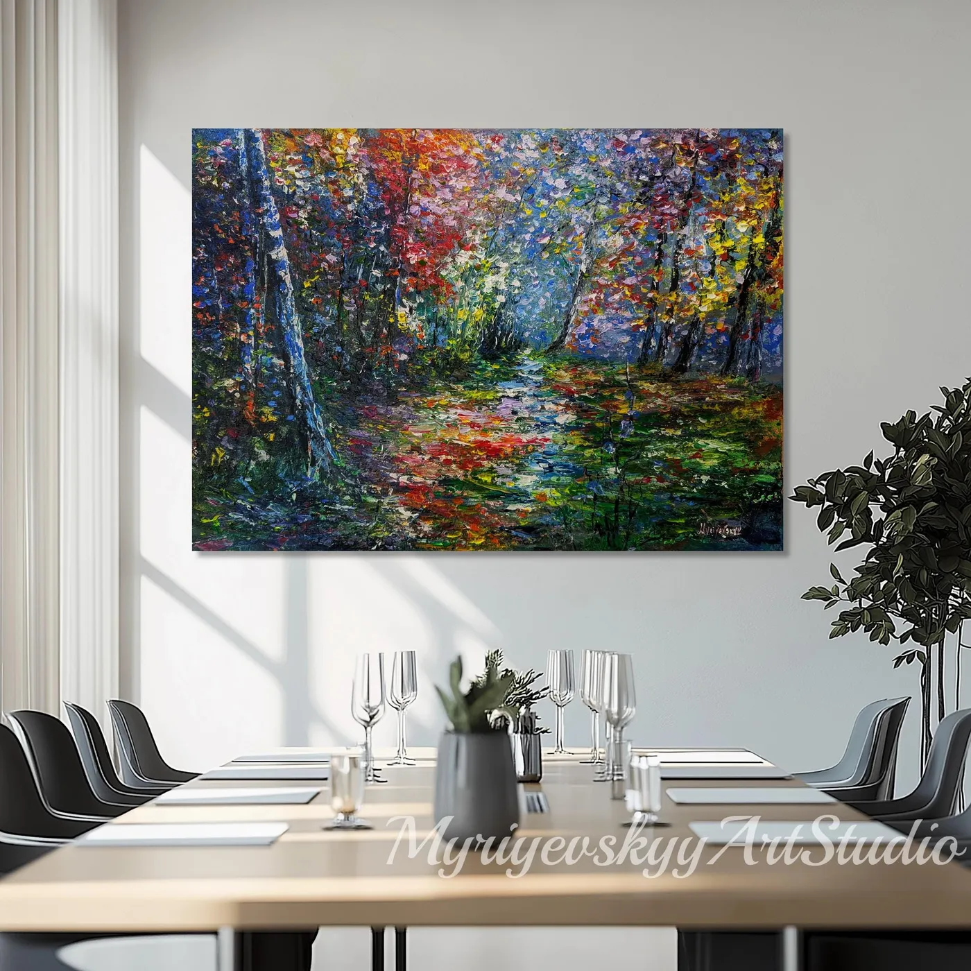 Forest Glade — original impressionist oil painting by Volodymyr Myriyevskyy, 28''x20'' (50x70cm) — photo 3