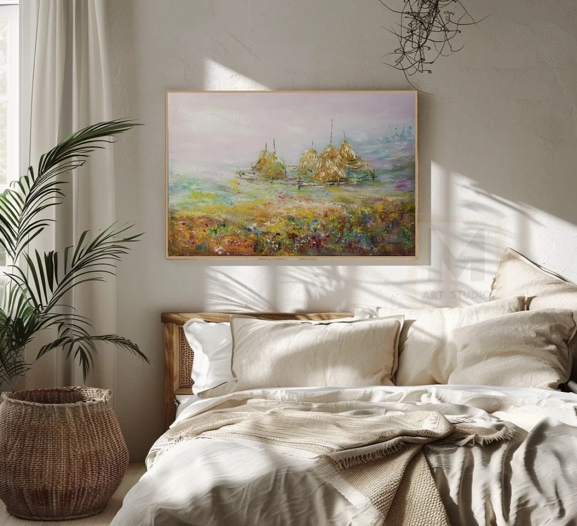 Meadow Landscape Oil Painting — original impressionist oil painting by Volodymyr Myriyevskyy, 16'' x 24'' (40cm x 60cm — photo 4